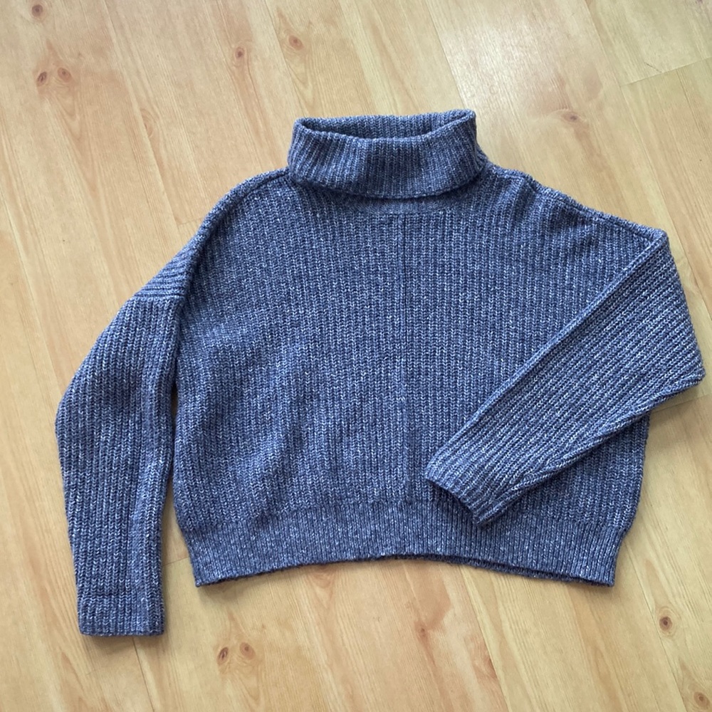 Lucky Brand Cropped Sweater Slate Blue Womens Large